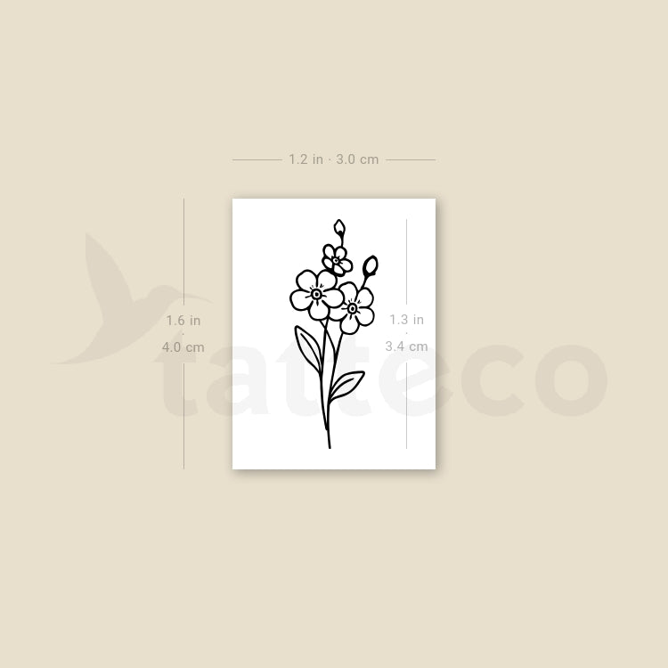 Small Fine Line Forget-me-not Temporary Tattoo - Set of 3