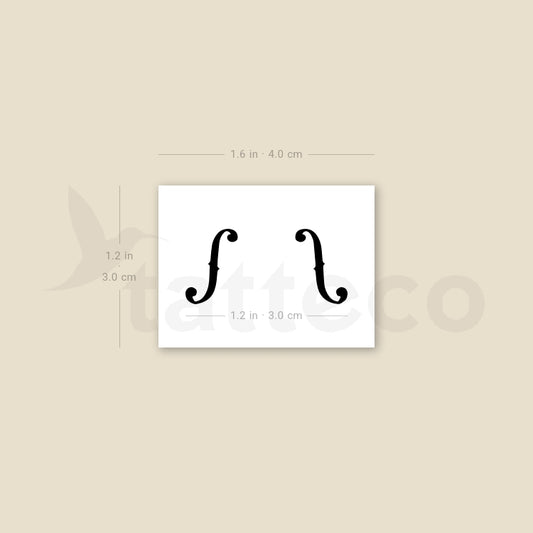F-holes Temporary Tattoo - Set of 3