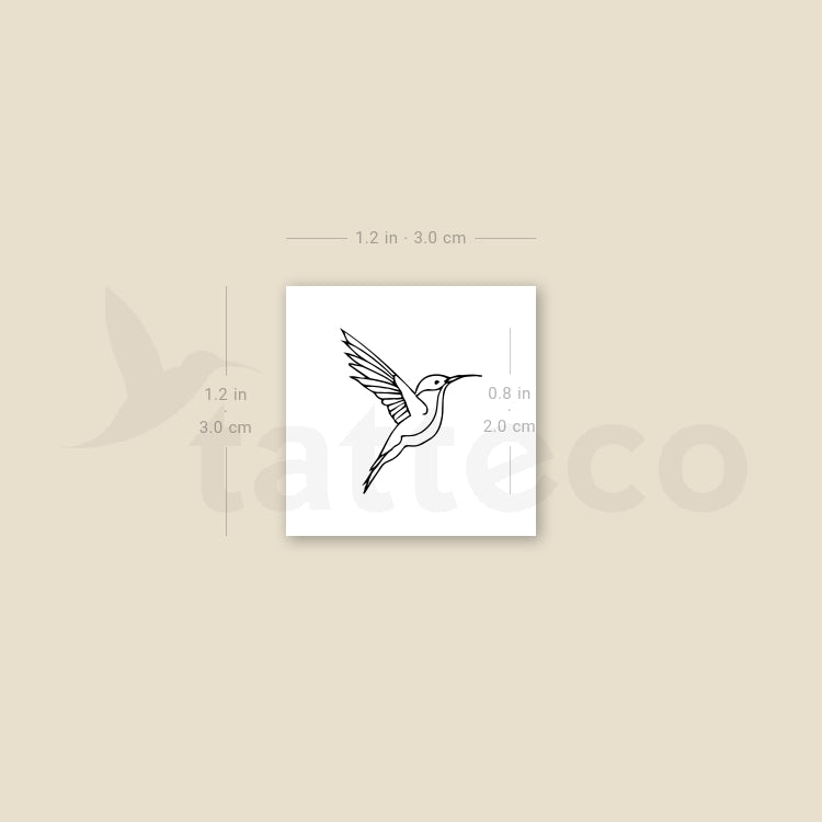 Small Fine Line Flying Hummingbird Temporary Tattoo - Set of 3