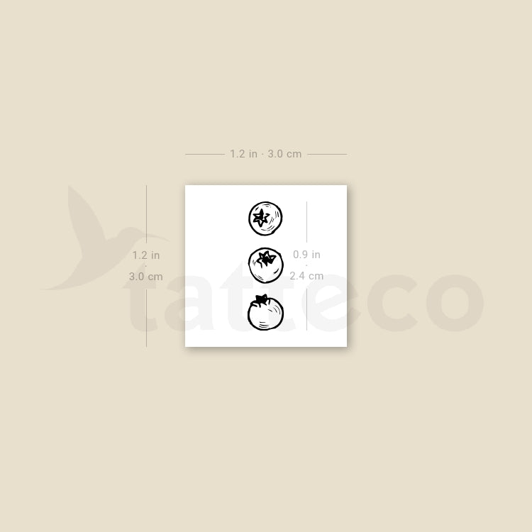 Three Blueberries Temporary Tattoo - Set of 3