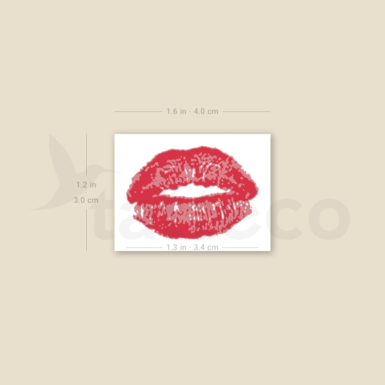 Red Kiss Mark Temporary Tattoo - Set of 3