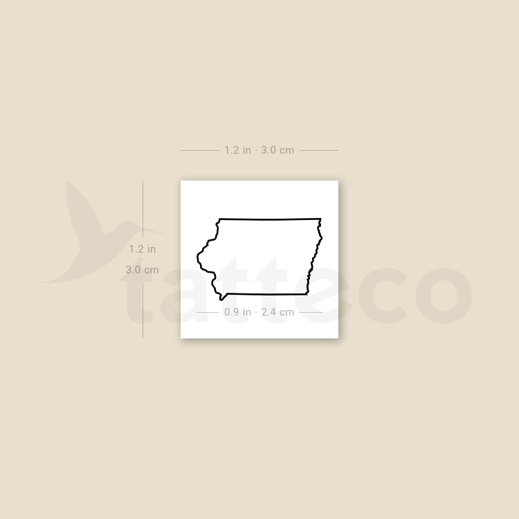 Iowa Map Outline Temporary Tattoo - Set of 3