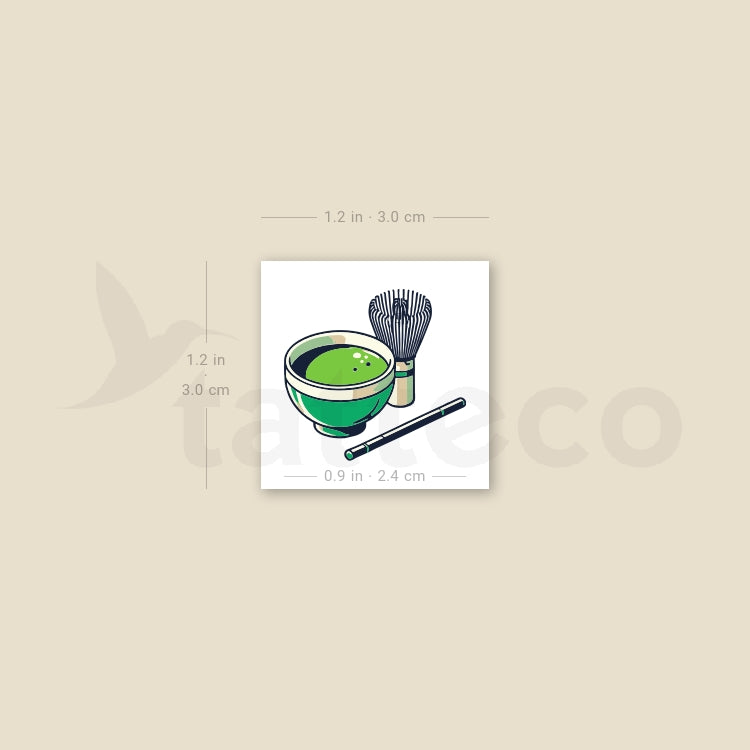 Tea Matcha Temporary Tattoo - Set of 3