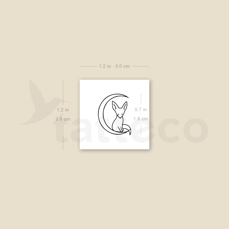 Fox And Moon Temporary Tattoo - Set of 3