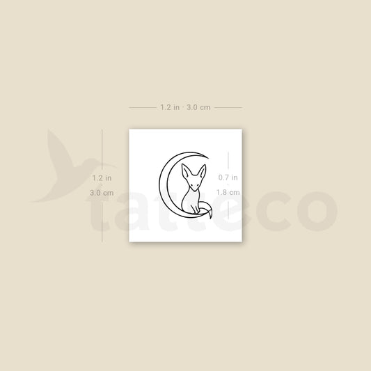 Fox And Moon Temporary Tattoo - Set of 3