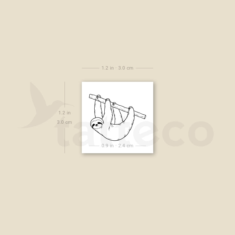 Fine Line Sloth Temporary Tattoo - Set of 3