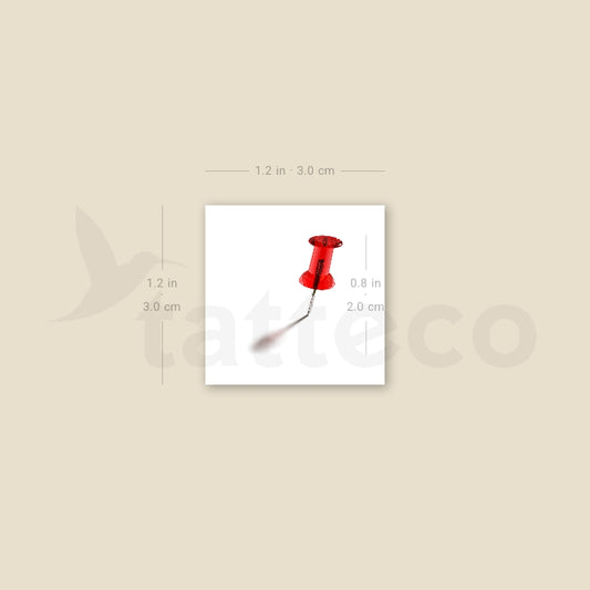 Red Drawing Pin Temporary Tattoo - Set of 3