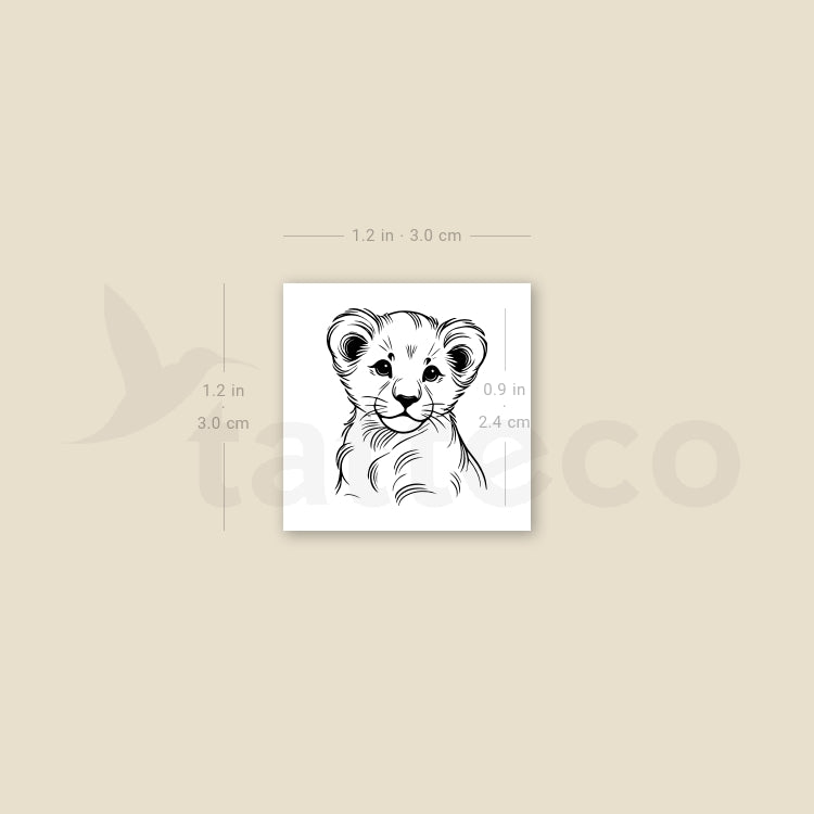 Lion Cub Temporary Tattoo - Set of 3