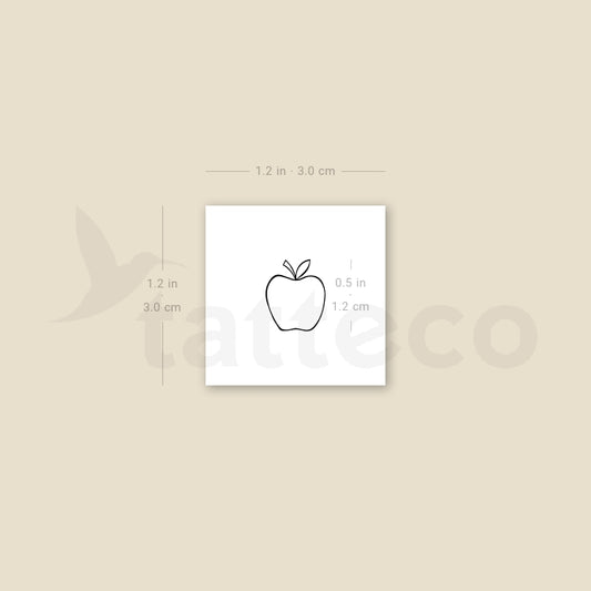 Tatuaje temporal minimalista de manzana (juego de 3)