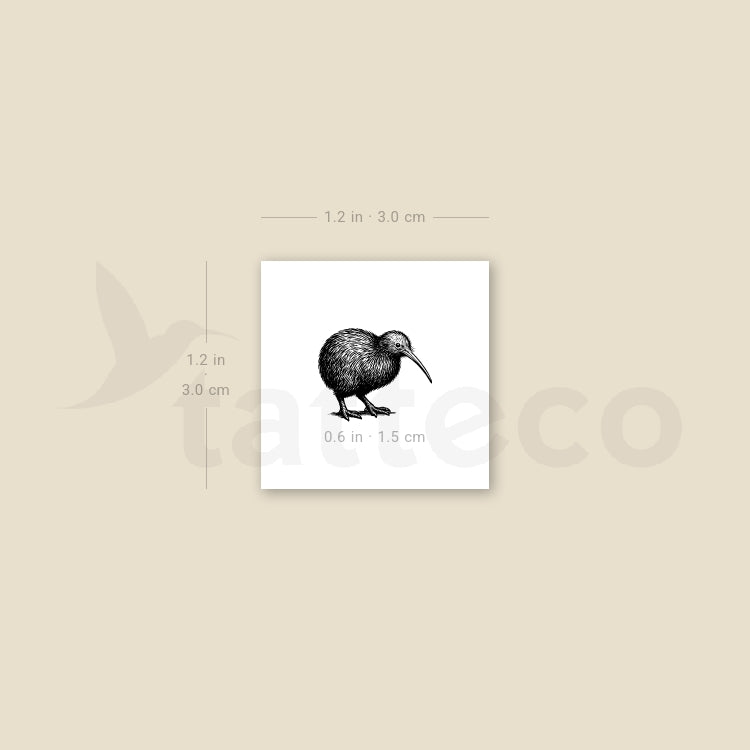 Kiwi Bird Temporary Tattoo - Set of 3