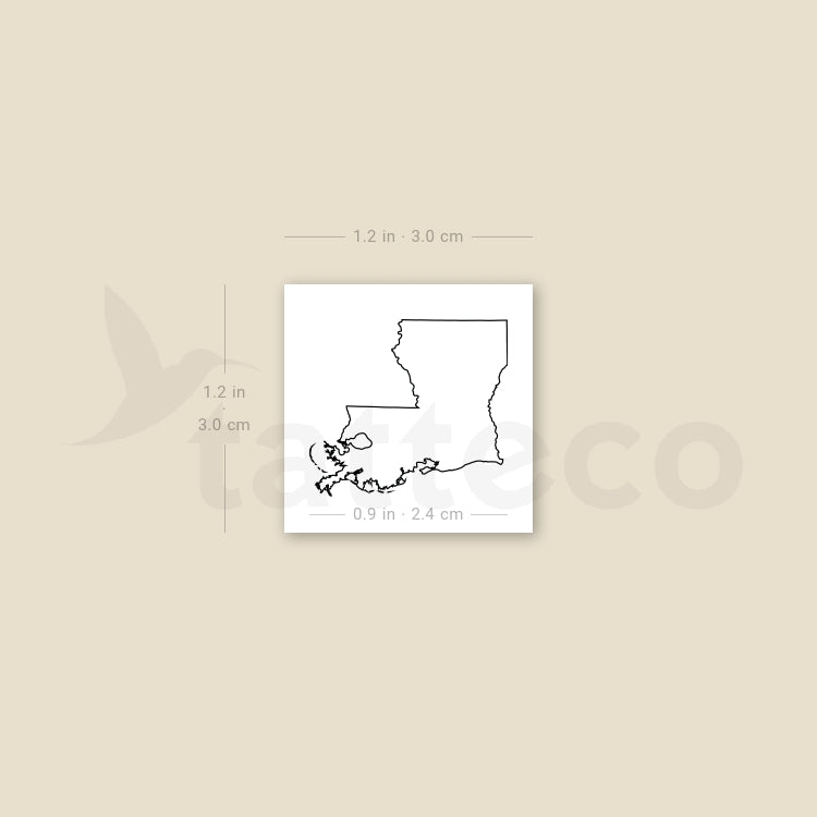 Louisiana Map Outline Temporary Tattoo - Set of 3
