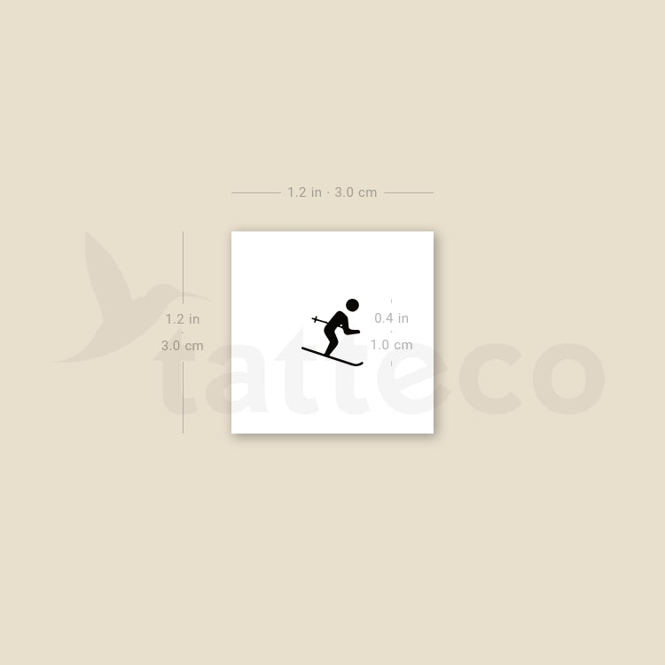 Skier Temporary Tattoo - Set of 3
