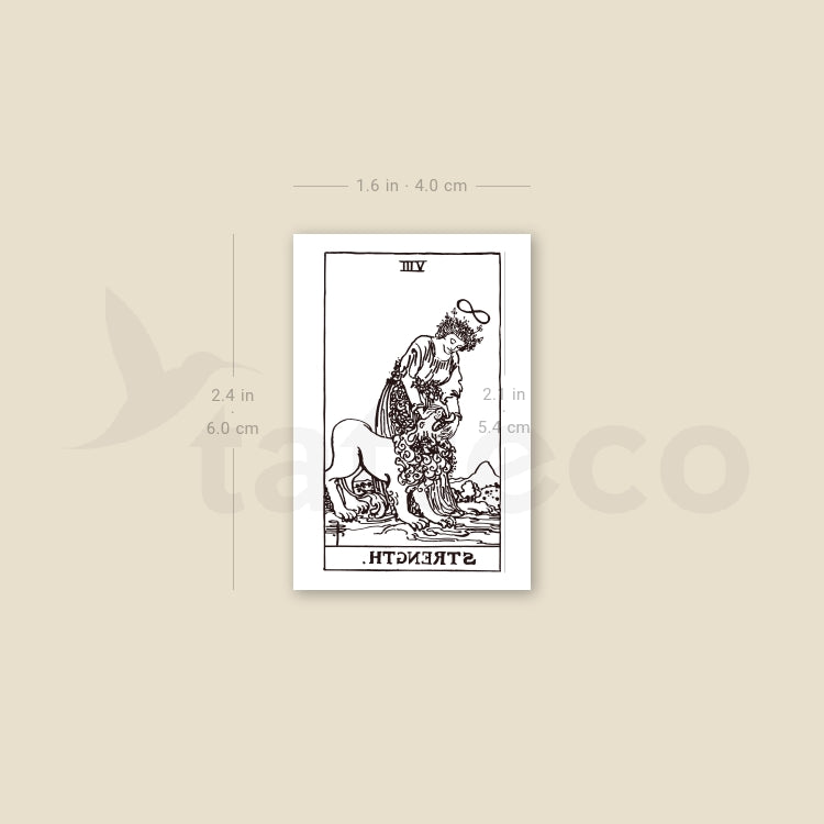 Strength Tarot Card Temporary Tattoo - Set of 3