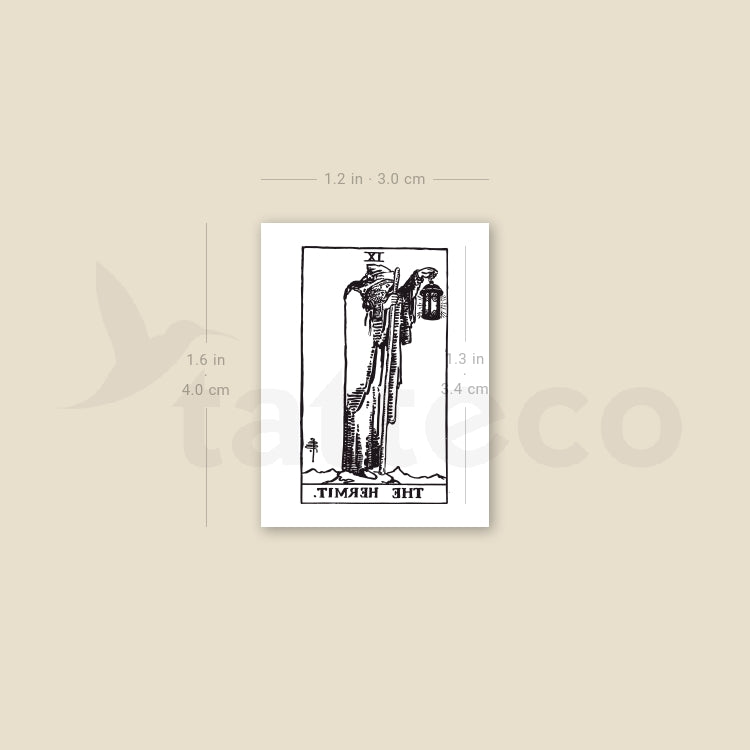 Small The Hermit Tarot Card Temporary Tattoo - Set of 3