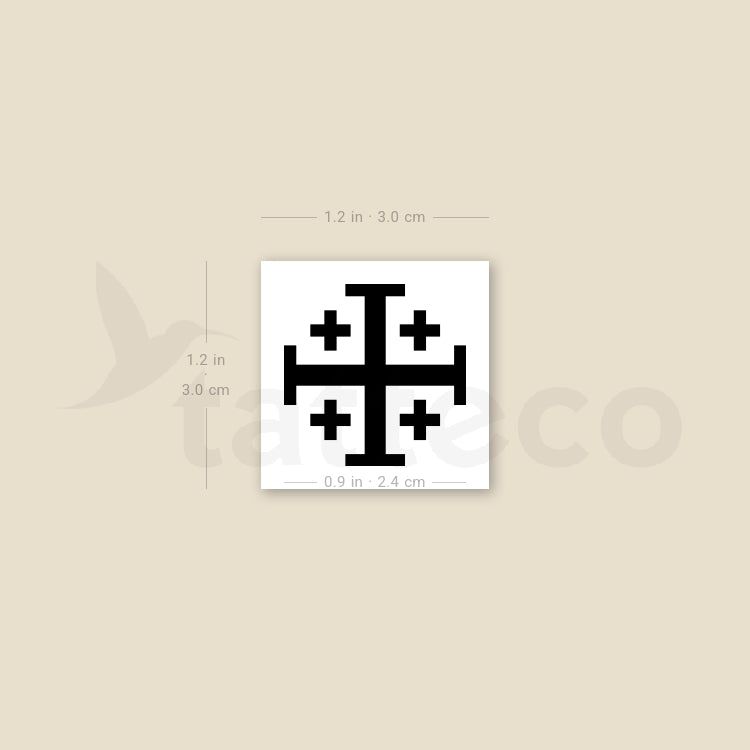 Jerusalem Cross Temporary Tattoo - Set of 3