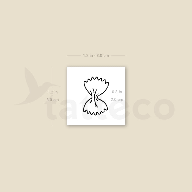 Small Farfalle Pasta Temporary Tattoo - Set of 3