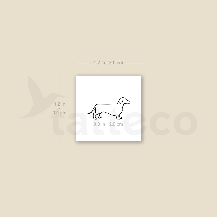 Small Dachshund Temporary Tattoo - Set of 3