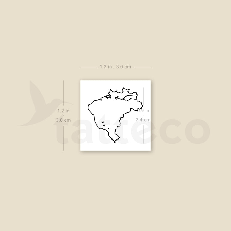 Brazil Map Outline Temporary Tattoo - Set of 3