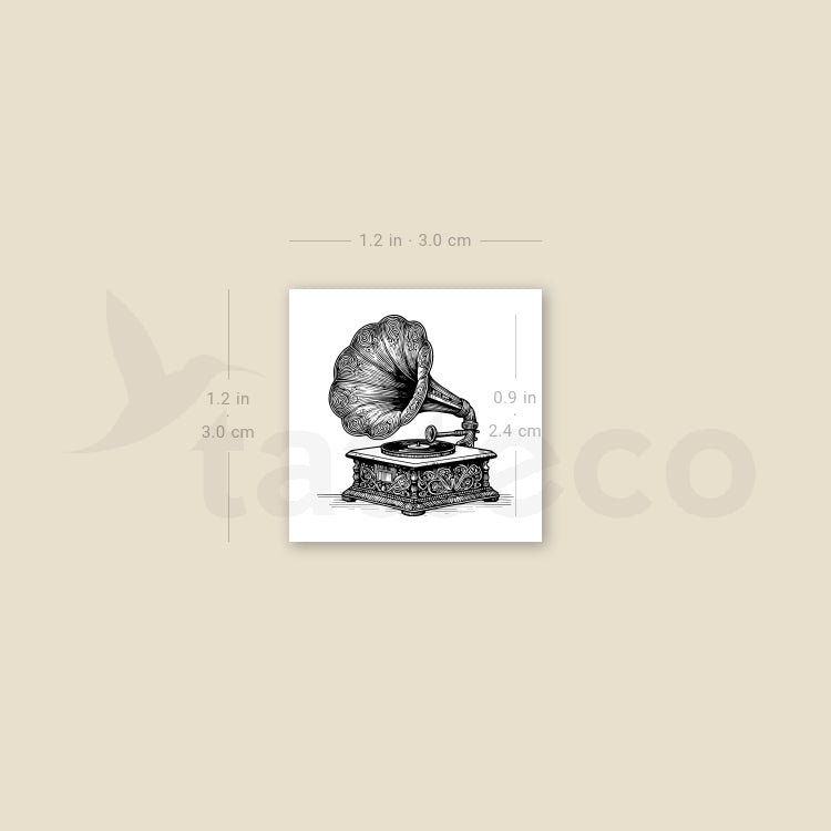 Vintage Gramophone Temporary Tattoo - Set of 3