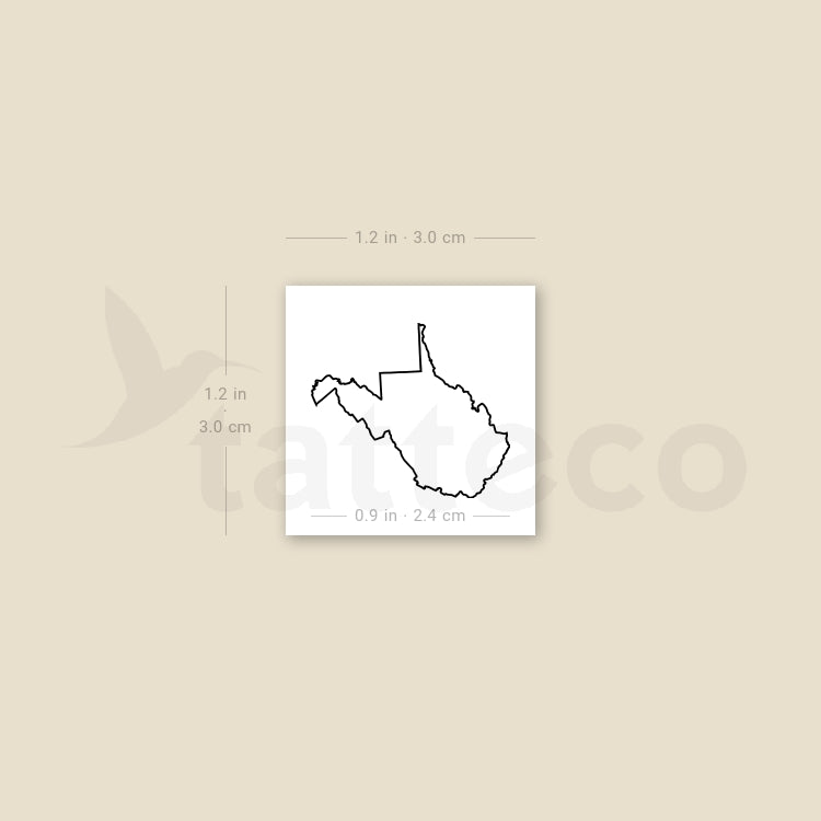 West Virginia Map Outline Temporary Tattoo - Set of 3