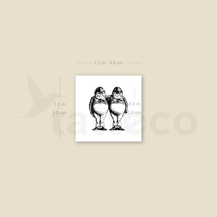Tatuaje temporal de Tweedledum y Tweedledee - Juego de 3