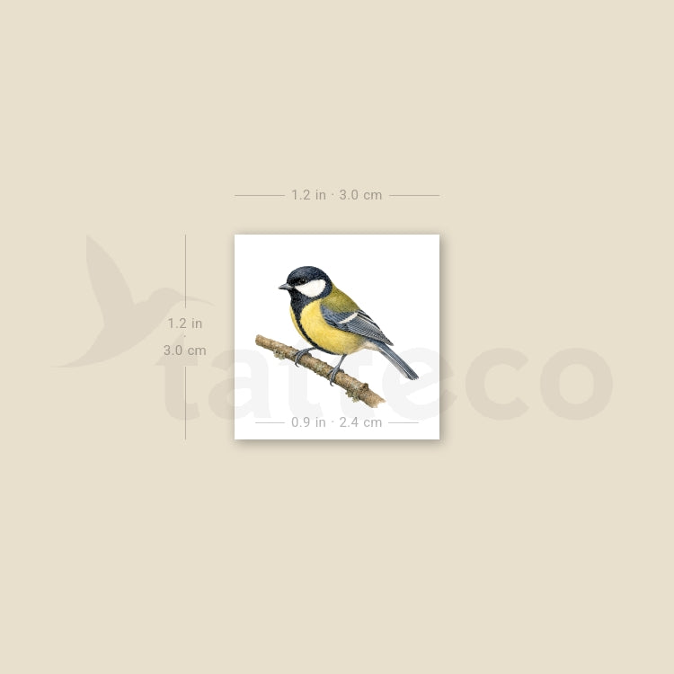 Great Tit Temporary Tattoo - Set of 3