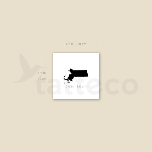 Tatuaje temporal del mapa de Massachusetts (juego de 3)