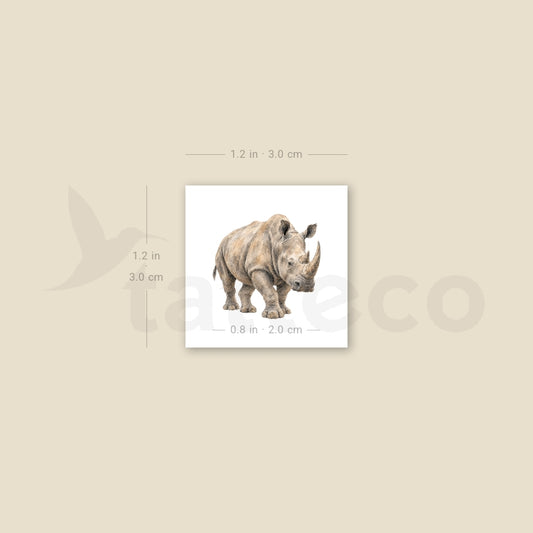 Watercolor Rhino Temporary Tattoo - Set of 3