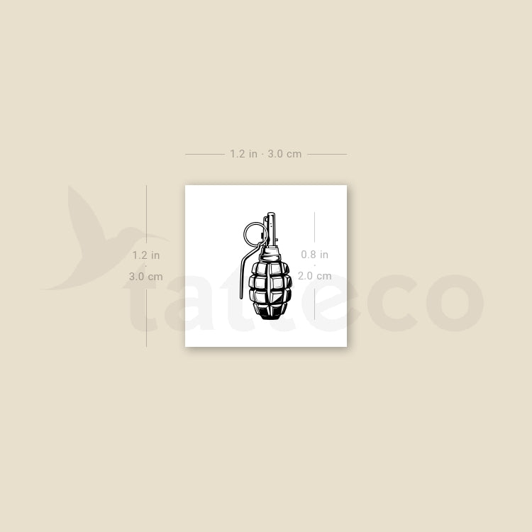 Grenade Temporary Tattoo - Set of 3