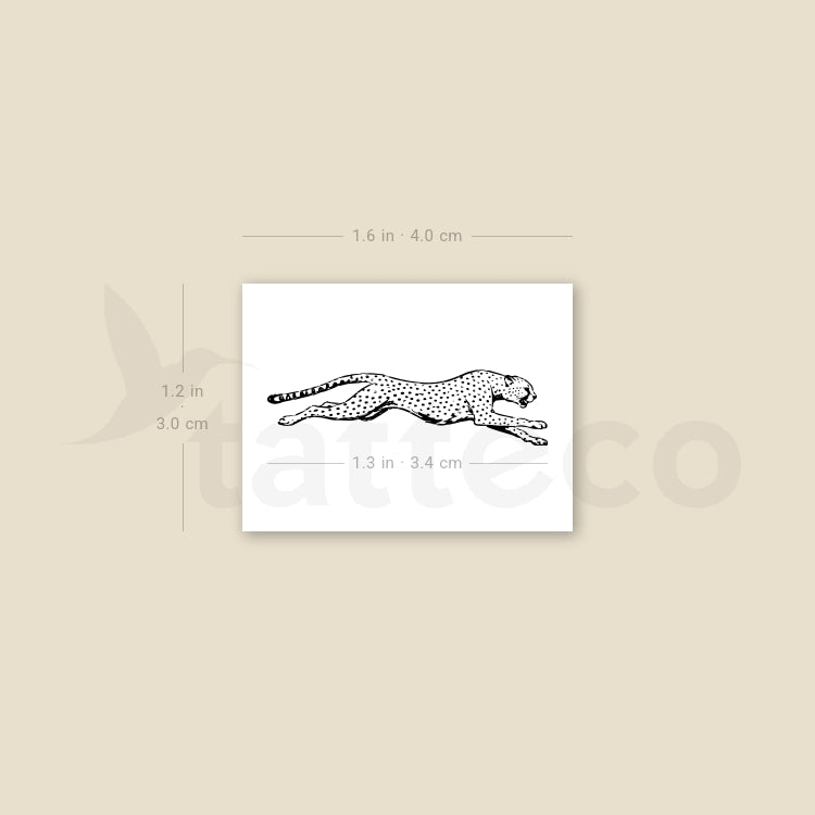 Sprinting Cheetah Temporary Tattoo - Set of 3