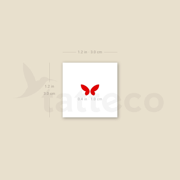 Red Minimal Butterfly Temporary Tattoo - Set of 3