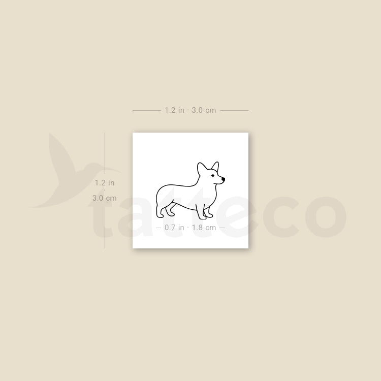 Pembroke Welsh Corgi Temporary Tattoo - Set of 3