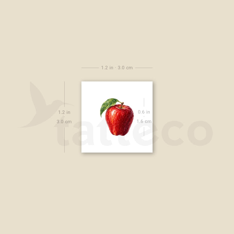 Red Delicious Apple Temporary Tattoo - Set of 3