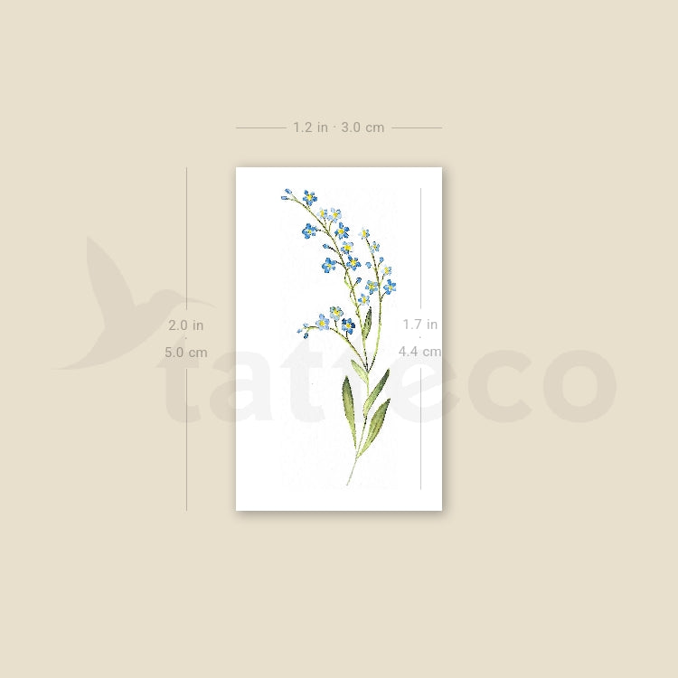 Small Watercolor Forget-me-not Temporary Tattoo - Set of 3
