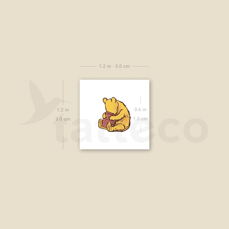 Tatuaje temporal clásico de Winnie the Pooh y miel (juego de 3)