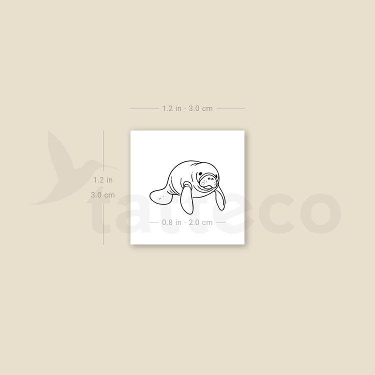 Small Manatee Temporary Tattoo - Set of 3