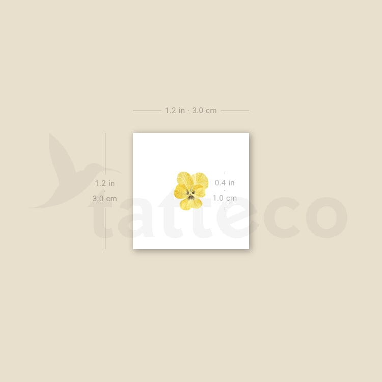 Tiny Yellow Pansy Temporary Tattoo - Set of 3