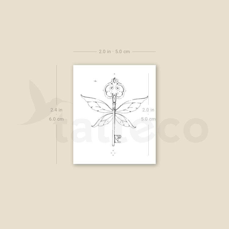 Flying Key Temporary Tattoo By Stefano Mazza - Set of 3