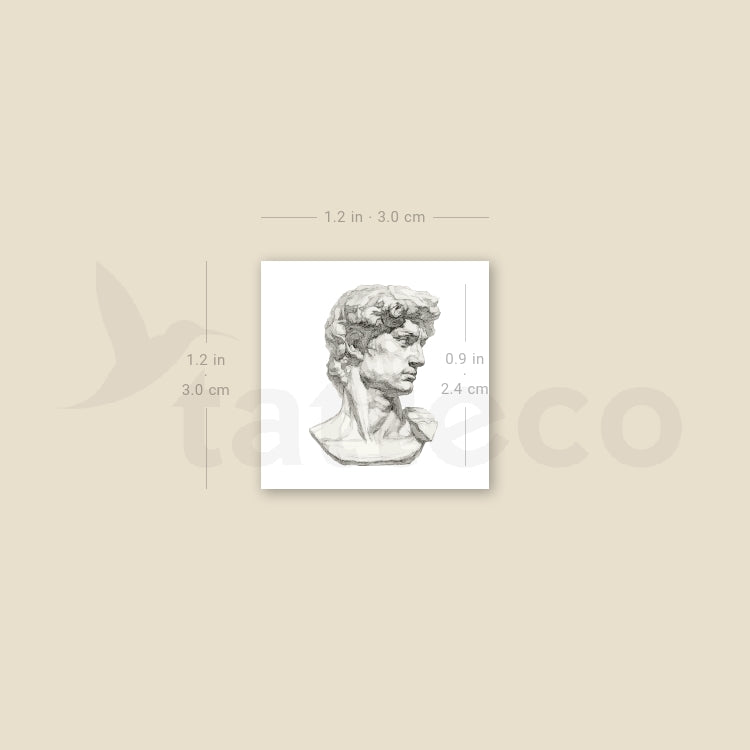 Michelangelo's David Head Temporary Tattoo - Set of 3