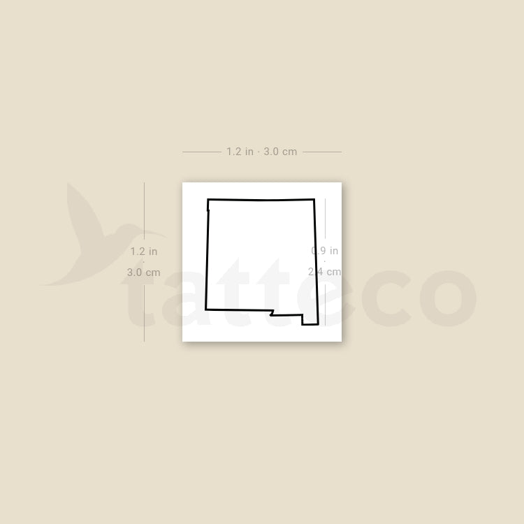 New Mexico Map Outline Temporary Tattoo - Set of 3
