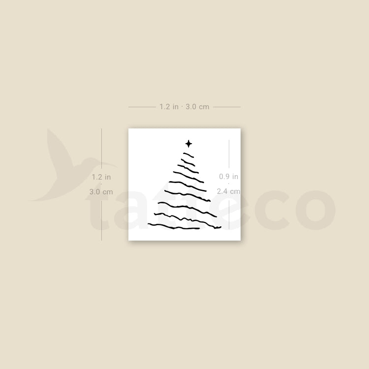 Fine Line Christmas Tree Temporary Tattoo - Set of 3