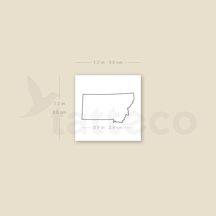 Montana Map Outline Temporary Tattoo - Set of 3