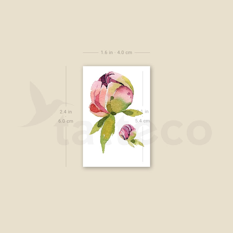 Peony Buds By Ann Lilya Temporary Tattoo - Set of 3