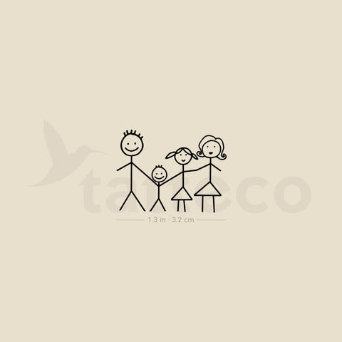 Family Drawing Temporary Tattoo - Set of 3