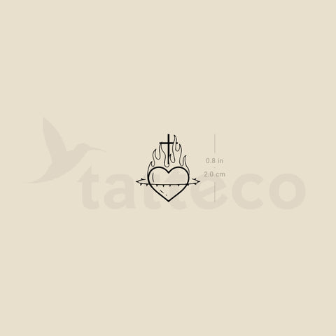 Sacred Heart Temporary Tattoo - Set of 3