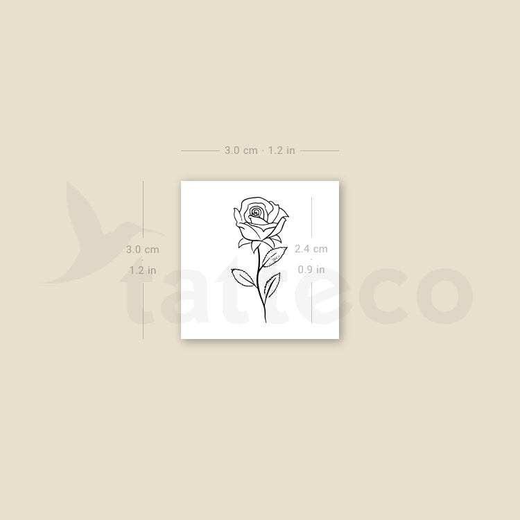 Little Fine Line Rose Temporary Tattoo - Set of 3