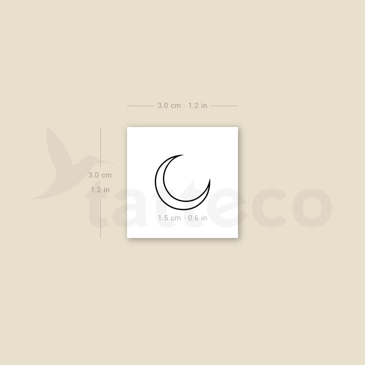 Tatuaje temporal de luna creciente de línea fina (juego de 3)