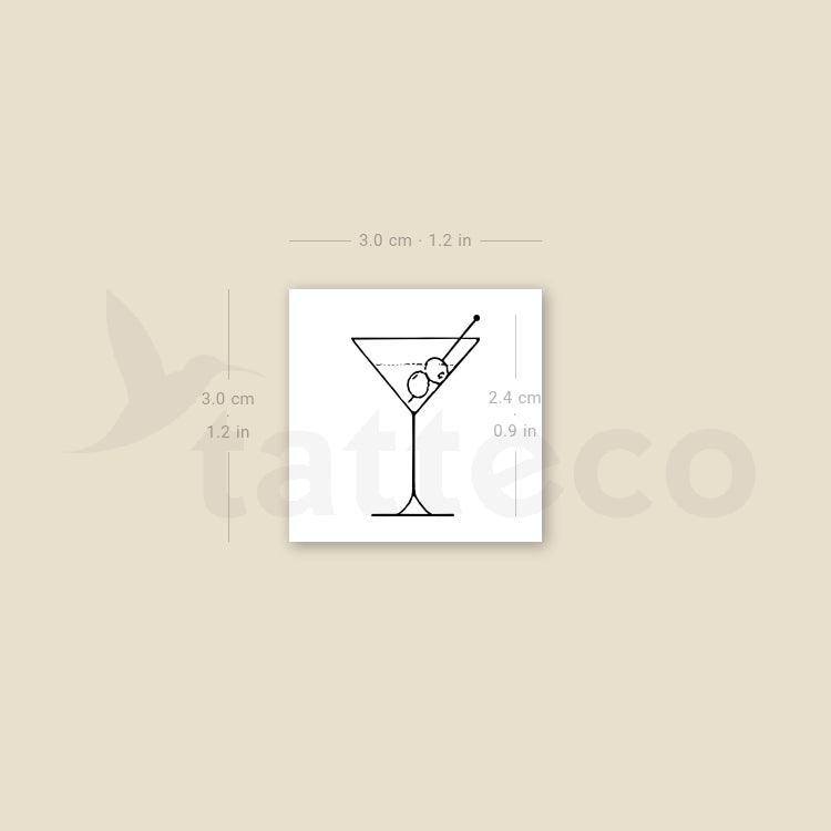 Tatuaje temporal de cóctel Martini (juego de 3)