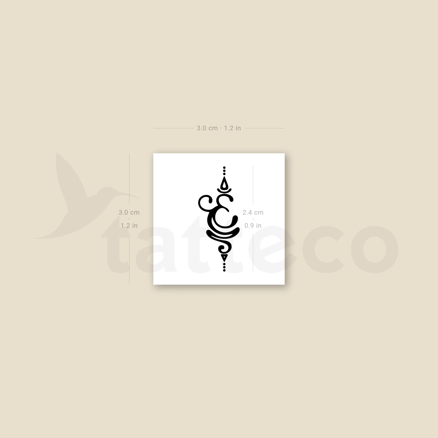 Sanskrit Symbol for Breathe Temporary Tattoo - Set of 3