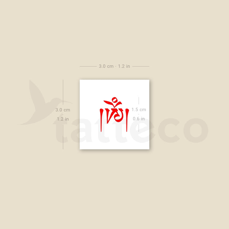 Tatuaje temporal Om tibetano rojo - Juego de 3